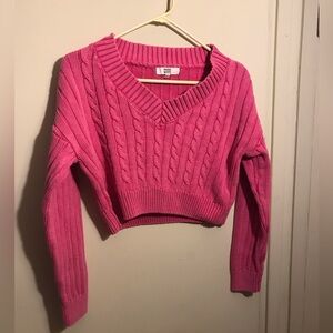 💖 Madden NYC Women's Pink Cropped Cable Knit Sweater Size Medium